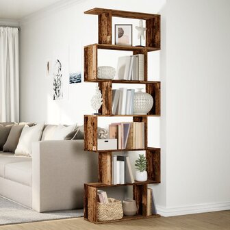 Kamerscherm / boekenkast 6-laags 70x24x193 cm hout oud hout 4