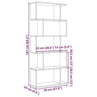 Kamerscherm / boekenkast 5-laags 70x24x161 cm hout zwart 11