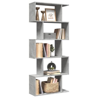 Kamerscherm / boekenkast 5-laags 70x24x161 cm hout betongrijs 1