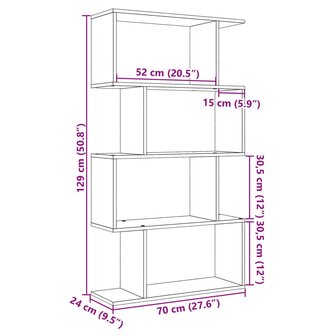 Kamerscherm / boekenkast 4-laags 70x24x129 cm bewerkt hout wit 11