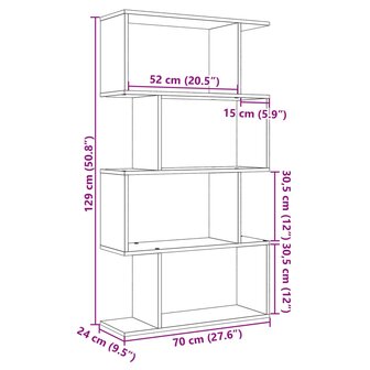 Kamerscherm / boekenkast 4-laags 70x24x129 cm hout sonoma eiken 11