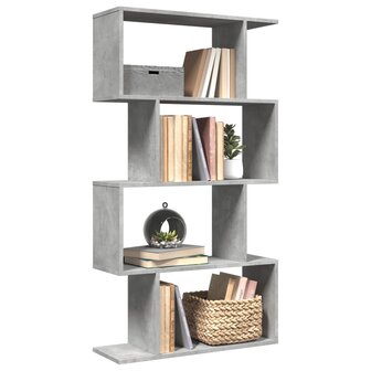 Kamerscherm / boekenkast 4-laags 70x24x129 cm hout betongrijs 1