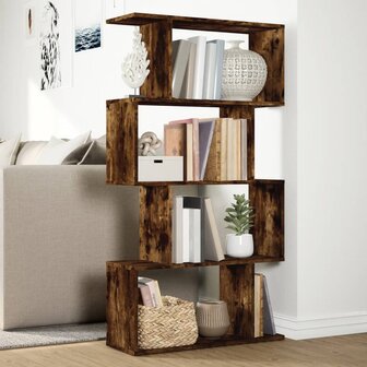 Kamerscherm / boekenkast 4-laags 70x24x129 cm hout gerookt eik 4