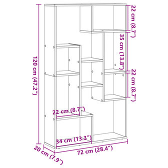 Boekenkast 72x20x120 cm bewerkt hout wit 11