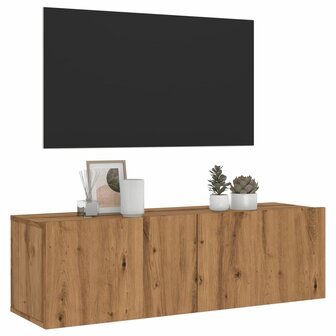 Tv-wandmeubel 100x30x30 cm bewerkt hout artisanaal eikenkleurig 1