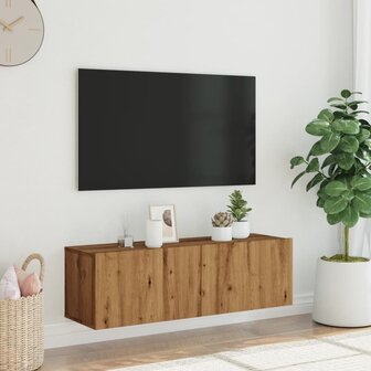 Tv-wandmeubel 100x30x30 cm bewerkt hout artisanaal eikenkleurig 3