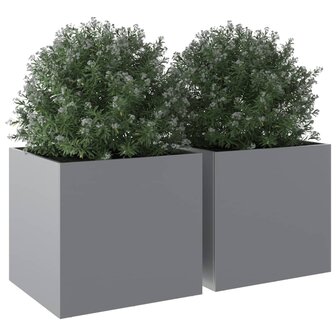 Plantenbakken 2 st 49x47x46 cm gegalvaniseerd staal zilverkleur 4