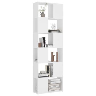 Boekenkast/kamerscherm 60x24x186 cm wit 4