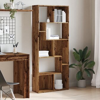 Boekenkast 67x24x161 cm bewerkt hout oud houtkleurig 4