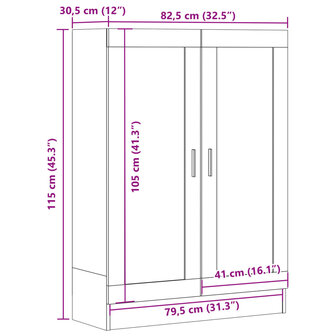 Boekenkast 82,5x30,5x115 cm bewerkt hout artisanaal eikenkleur 11