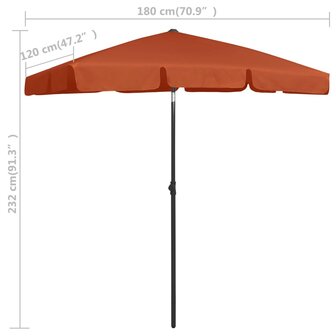 Strandparasol 180x120 cm terracottakleurig 8