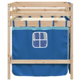 Kinderhoogslaper met gordijnen 90x190 cm grenenhout blauw 5