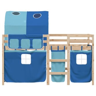 Kinderhoogslaper met tunnel 90x190 cm massief grenenhout blauw 4