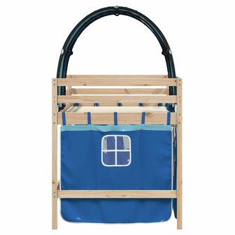 Kinderhoogslaper met tunnel 90x190 cm massief grenenhout blauw 5