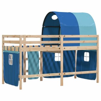 Kinderhoogslaper met tunnel 90x190 cm massief grenenhout blauw 6