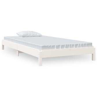 Bed stapelbaar 75x190 cm massief grenenhout wit 2