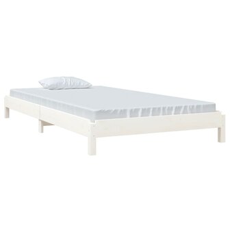 Bed stapelbaar 75x190 cm massief grenenhout wit 3