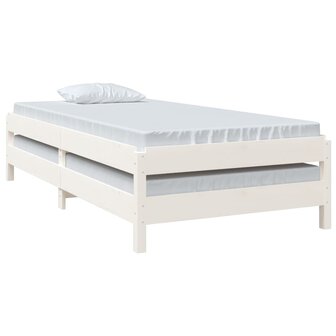 Bed stapelbaar 75x190 cm massief grenenhout wit 5