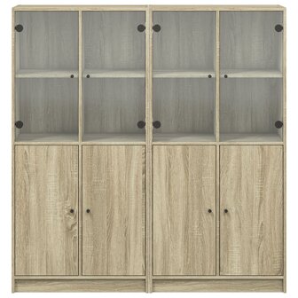 Boekenkast met deuren 136x37x142 cm hout sonoma eikenkleurig 7