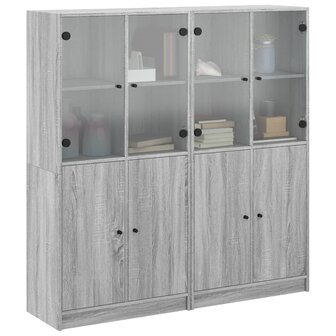 Boekenkast met deuren 136x37x142 cm hout grijs sonoma eiken 5