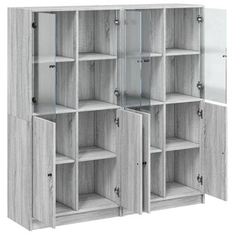 Boekenkast met deuren 136x37x142 cm hout grijs sonoma eiken 6