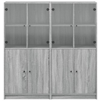 Boekenkast met deuren 136x37x142 cm hout grijs sonoma eiken 7