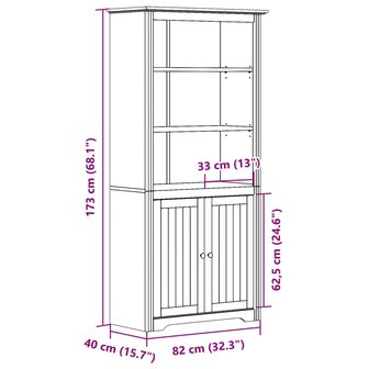 Boekenkast BODO 82x40x173 cm massief grenenhout wit 8