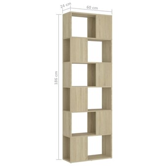 Boekenkast/kamerscherm 60x24x186 cm bewerkt hout sonoma eiken 7