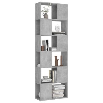 Boekenkast/kamerscherm 60x24x186 cm bewerkt hout betongrijs 4