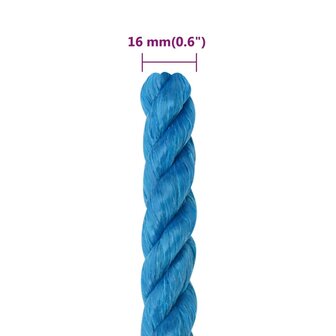 Werktouw 16 mm 25 m polypropeen blauw 6