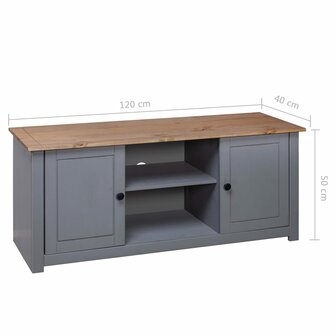 Tv-kast Panama Range 120x40x50 cm massief grenenhout grijs 9