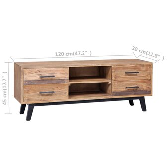 Tv-meubel 120x30x45 cm massief teakhout  9