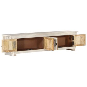 Tv-meubel 140x30x35 cm massief mangohout wit  2