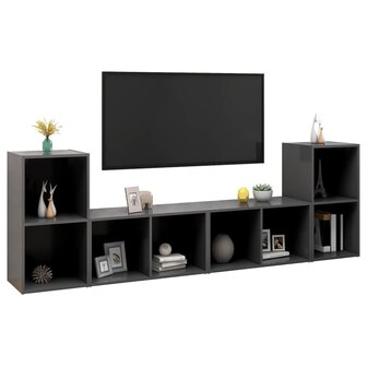 Tv-meubelen 4 st 72x35x36,5 cm bewerkt hout grijs 3