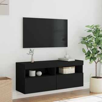 Tv-wandmeubel met LED-verlichting 100x30x40 cm zwart 5