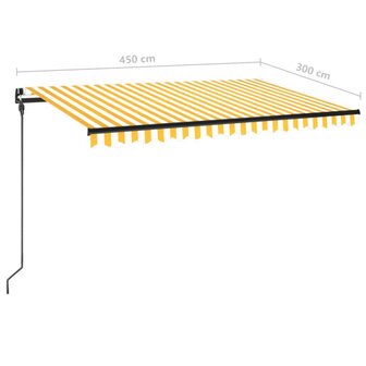 Luifel handmatig uittrekbaar met LED 450x300 cm geel en wit 7