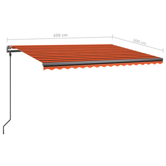 Luifel handmatig uittrekbaar met LED 4,5x3 m oranje en bruin 11