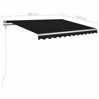 Luifel automatisch met LED en windsensor 300x250 cm antraciet 10