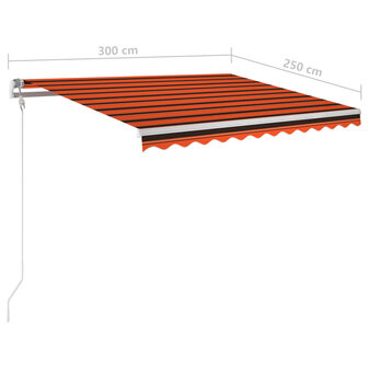 Luifel automatisch met LED windsensor 300x250 cm oranje bruin 10