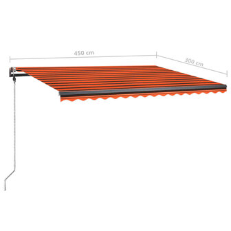 Luifel vrijstaand handmatig uittrekbaar 450x300 cm oranje bruin 11