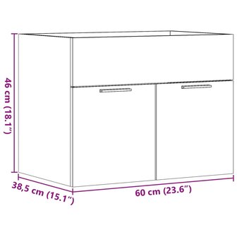 Wastafelkast 60x38,5x46 cm spaanplaat betongrijs 11