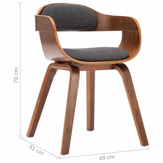 Eetkamerstoelen 2 st stof en gebogen hout donkergrijs 8