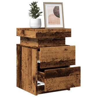 Nachtkastjes 2 st met LED 35x39x55 cm hout oud houtkleurig 5