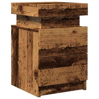 Nachtkastjes 2 st met LED 35x39x55 cm hout oud houtkleurig 6