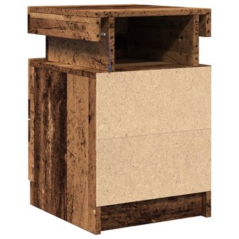 Nachtkastjes 2 st met LED 35x39x55 cm hout oud houtkleurig 9