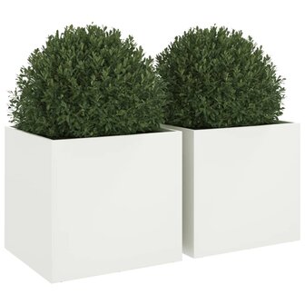 Plantenbakken 2 st 49x47x46 cm staal wit 4