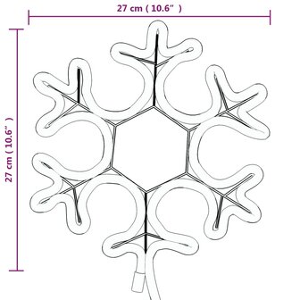 Kerstfiguur sneeuwvlok met LED&amp;apos;s 2 st 27x27 cm warmwit 7