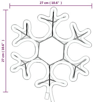 Kerstfiguur sneeuwvlok met LED&amp;apos;s 3 st 27x27 cm warmwit 7