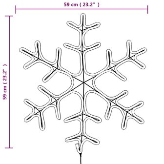 Kerstfiguur sneeuwvlok met LED&amp;apos;s 2 st 59x59 cm warmwit 7