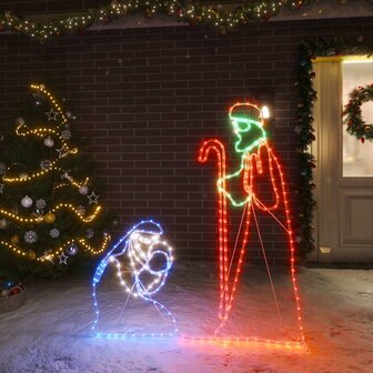 Kerstfiguren Jozef en Maria met 264 LED&amp;apos;s 40x55 en 38x100 cm 1